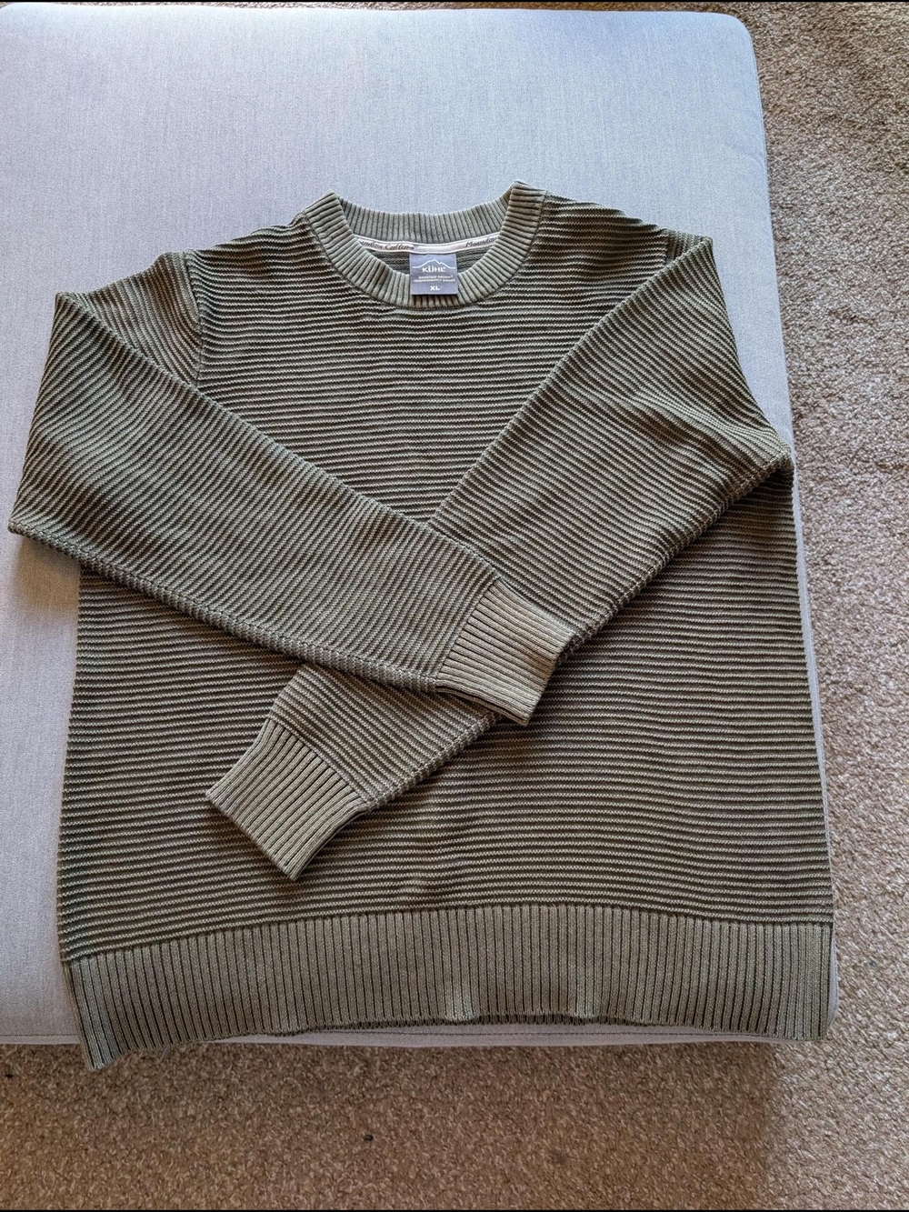 Kuhl Olive Ribbed Crew Neck Sweater - Picture 4 of 7